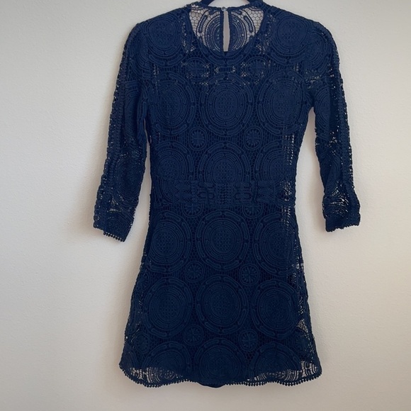 Ba&sh Navy Esthee lace mini A-line  dress Small - Picture 5 of 5
